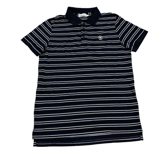 Wimbledon Polo Two Tone Blue White‎ and Black Stripes Size Large - Picture 1 of 8